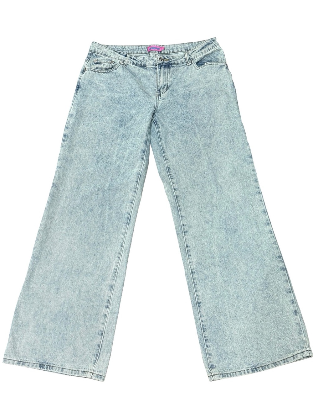 Edited Magda Acid Wash Low Rise Baggy Jeans – Distressed Vintage Wash Size Large